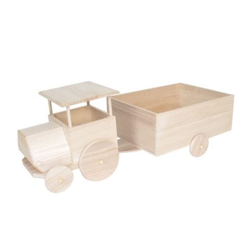 Houten Traktor met kar